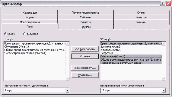Ранее созданные поля перенесены в новый файл проекта