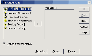 Диалоговое окно Frequencies (Частоты)
