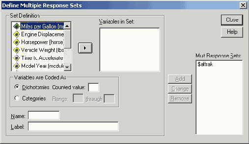   Define Multiple Response Sets