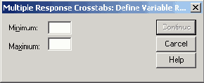 Диалоговое окно Multiple Response Crosstabs: Define Variable Range