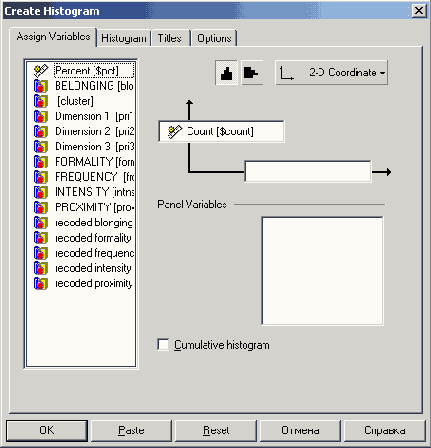 Диалоговое окно Create Histogram (Создание гистограммы)